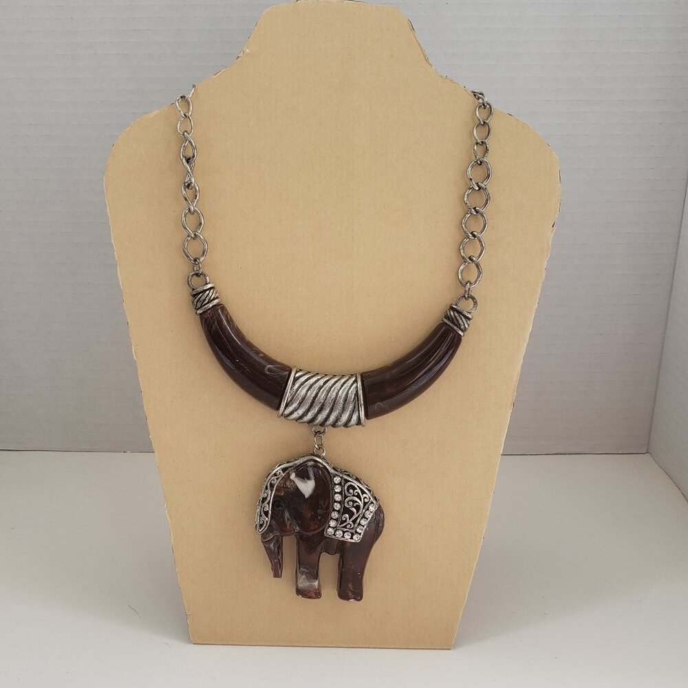 DA VINCI Vintage Elephant Statement Necklace and Earring Set